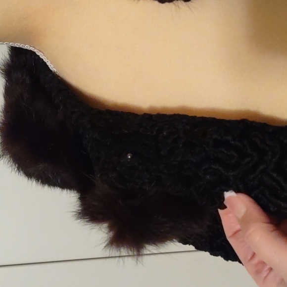 𝅺Vintage Persian Lamb Wool Jacket w/Mink fur collar Size: Small - Picture 6 of 10